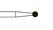 Бор, алмаз, УН, экстра мелкая абр. (желтое кольцо), Форма 001, Стандартная длина 22 мм, Ø РЧ=1,6 мм