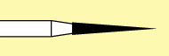 Бор алмазный 858VF314012 (FG165VF012) Конус острый, желтое кольцо, стандартная длина, Ø РЧ=1.2 мм