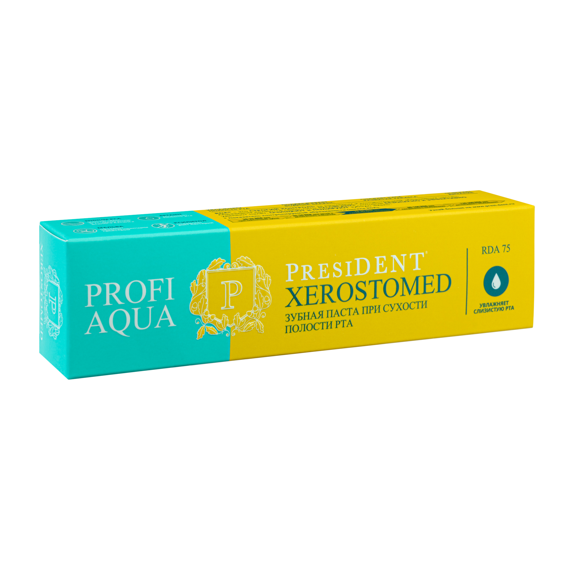 Зубная паста PRESIDENT® PROFI AQUA "XEROSTOMED" (RDA 75), 50 мл