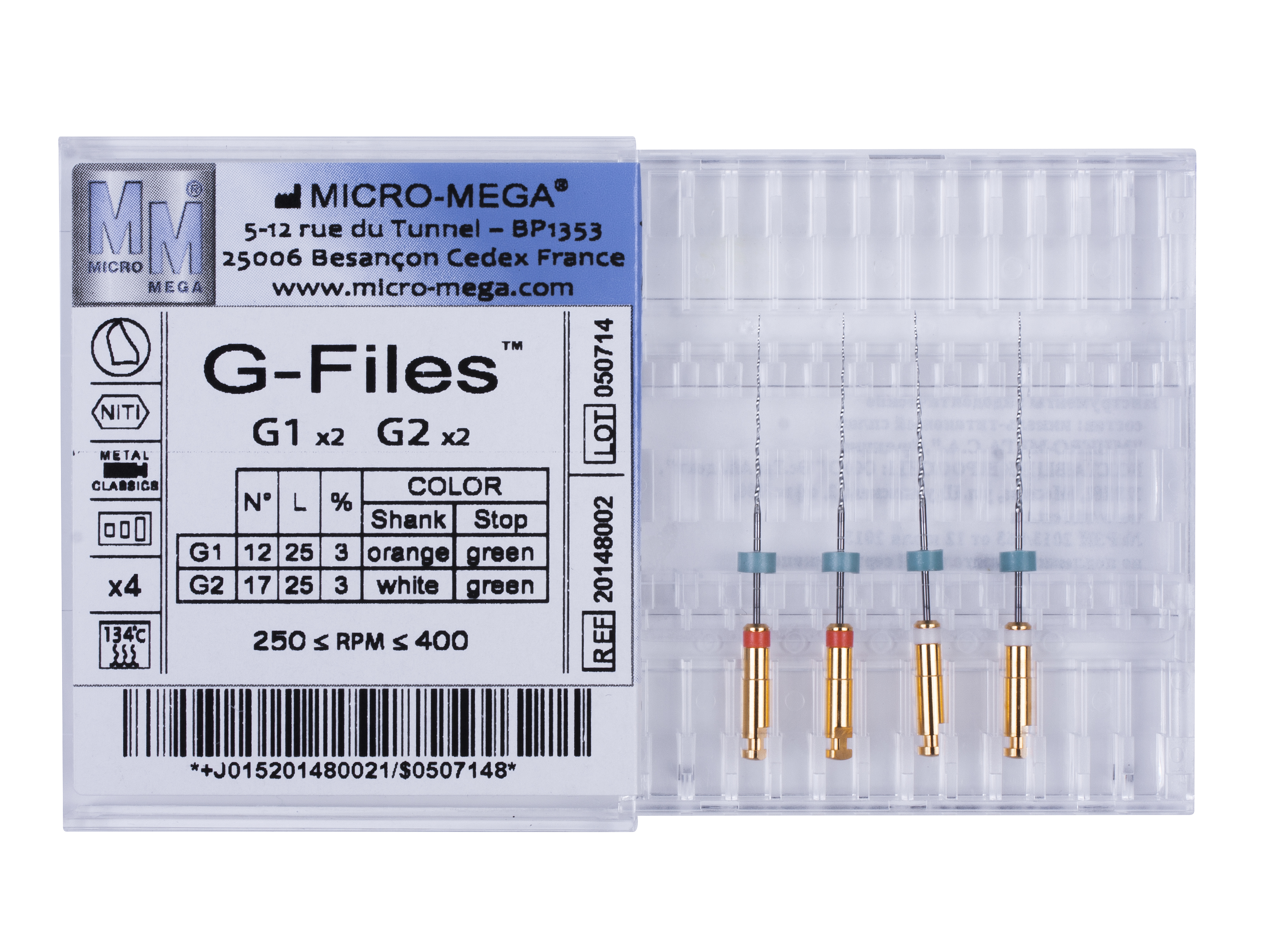 G-Files assorted (2xG1 and 2xG2) L25 mm Classics - набор инструментов эндодонтических