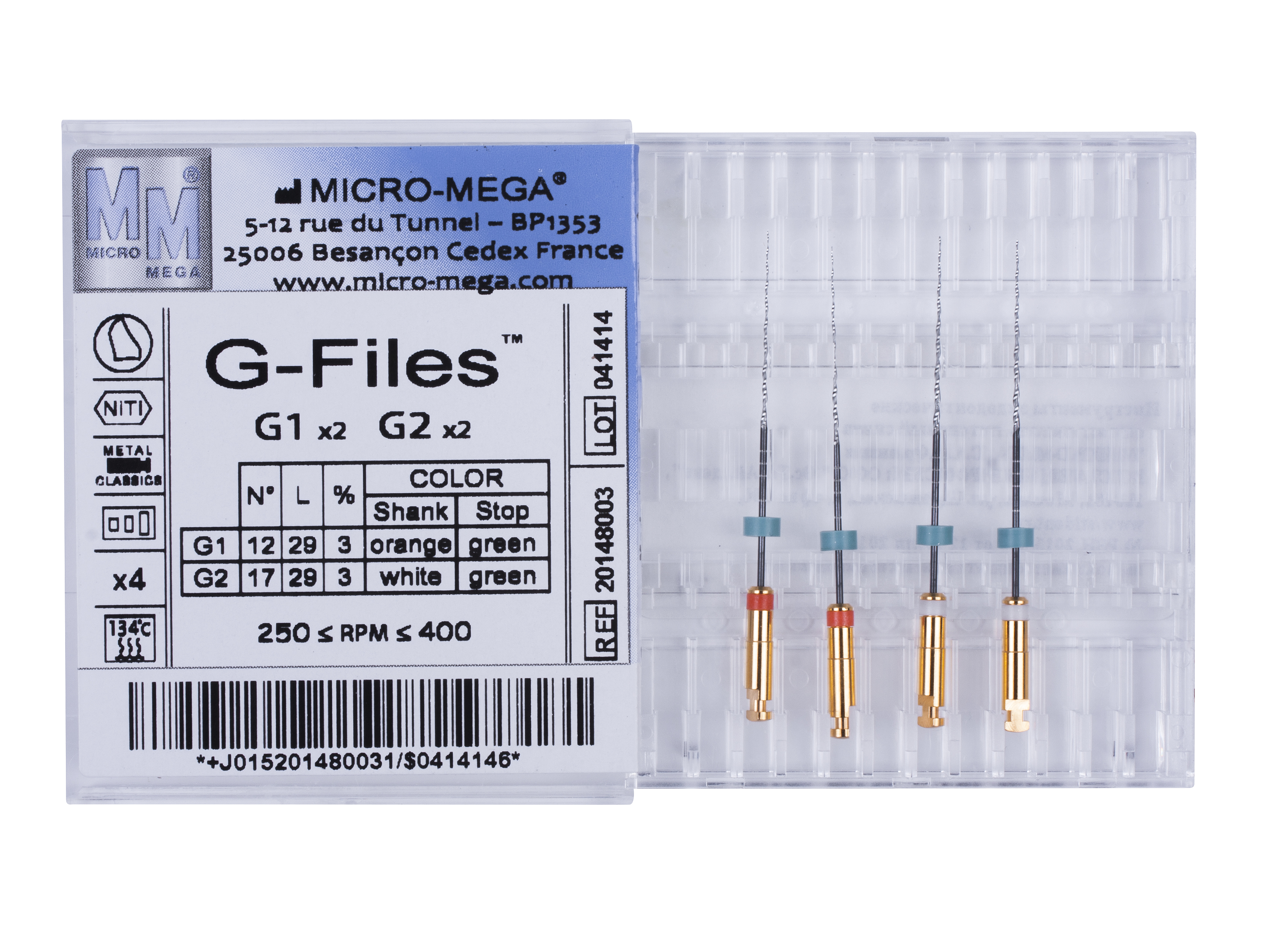 G-Files assorted (2xG1 and 2xG2) L29 mm Classics - набор инструментов эндодонтических