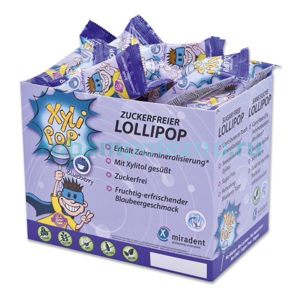 XyliPOP® Lolli - леденец со 100% ксилитом, голубика, 1 шт. (6 г)