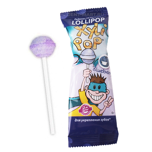 XyliPOP® Lolli - леденец со 100% ксилитом, голубика, 1 шт. (6 г)