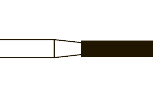 Бор, алмаз, ТН, экстра мелкая абр. (желтое кольцо), Форма 107, Стандартная длина 21 мм, Ø РЧ=1,4 мм